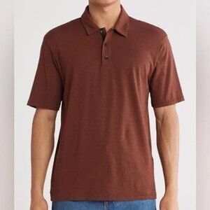 NWT!! rag & bone Classic Cotton Slub Jersey Short Sleeve Polo Morel - Size L